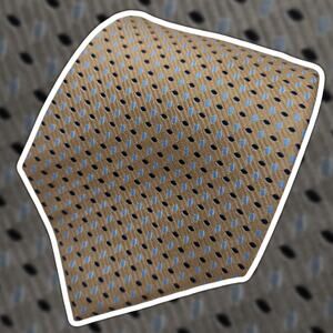 Bresciani Italy Men Tie Gold Blue Geometric Foulard Silk Handmade Designer 57"